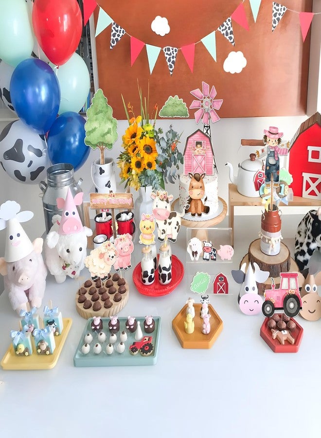 ELEFOCUS Pink Farm Cake Toppers for Farm Animals Birthday Decoration 14 Pcs Farm Animals Cake Becorations Birthday Party Supplies Cow Birthday Party Supplies - Image 4